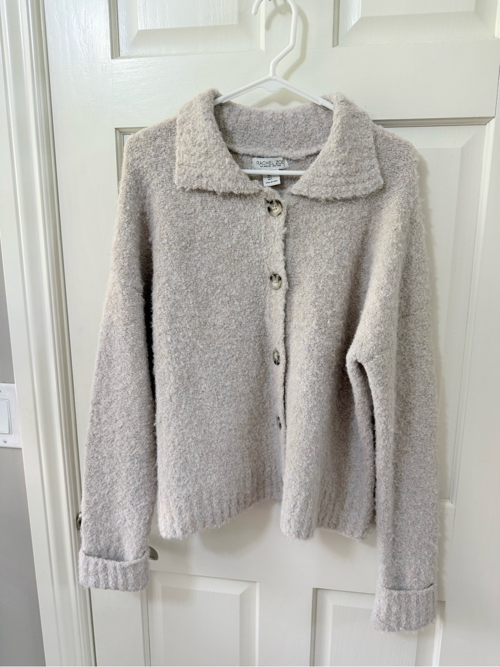 Rachel Zoe | Cozy Textured Button Front Cardigan - Light Taupe